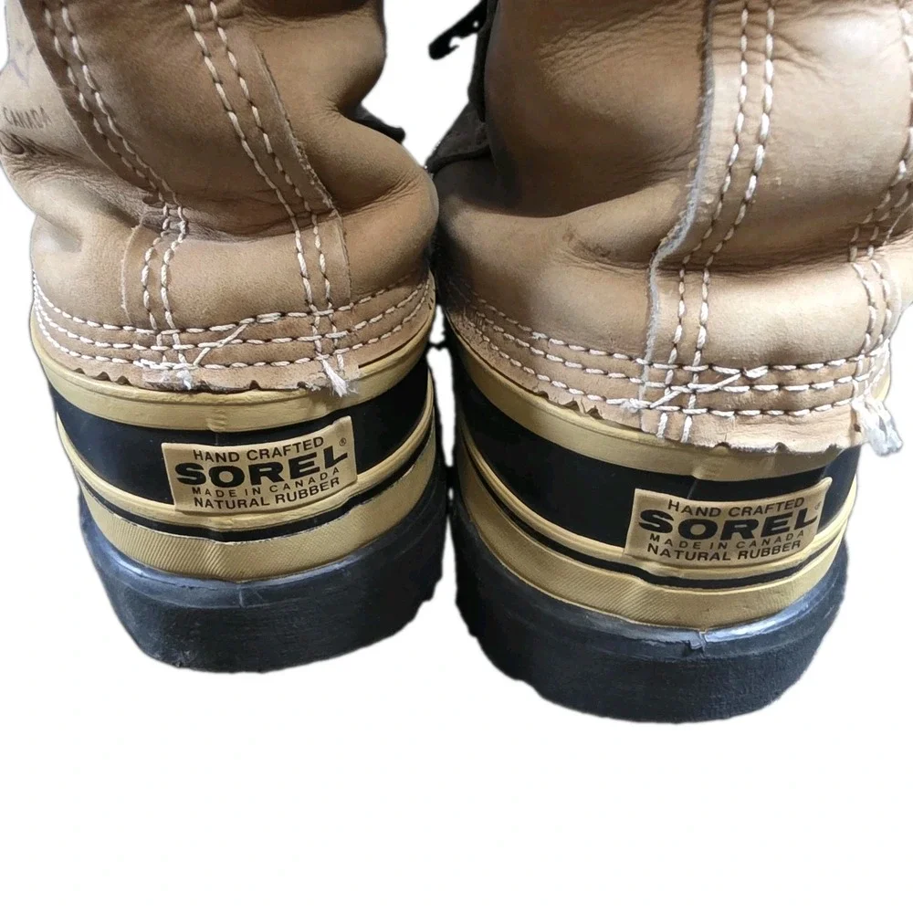 Vtg Sorel Caribou Snow Duck Boots Men\'s 9 Tan Leather Wool Lined Kaufman Canada Vtg Sorel Caribou Snow Duck Boots Men main image 4